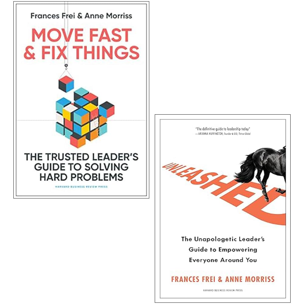 Two hardback books from the Frei Morriss collection by Frances Frei, showcasing non-fiction insights.