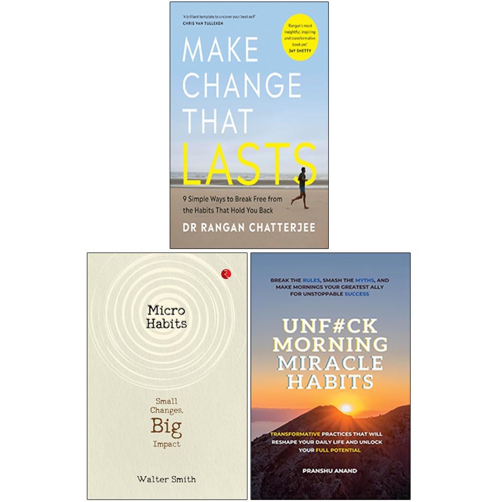Three paperback books from the Make Change Collection by Dr Rangan Chatterjee, featuring diverse non-fiction topics.