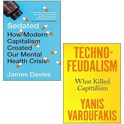 Two paperback books titled "Sedated TechnoFeudalism" by various authors, showcasing a non-fiction theme.