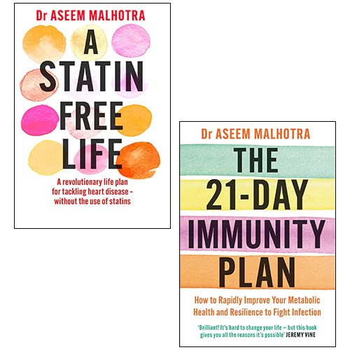 Two paperback books from Dr. Aseem Malhotra's non-fiction collection, featuring yellow covers and health-related topics.