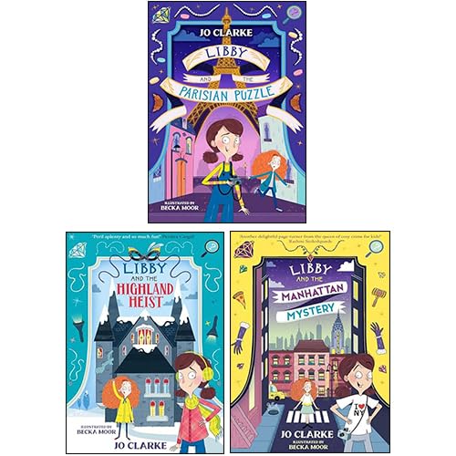 Three paperback books from the "Traveling School Mysteries" collection by Jo Clarke, showcasing vibrant covers.