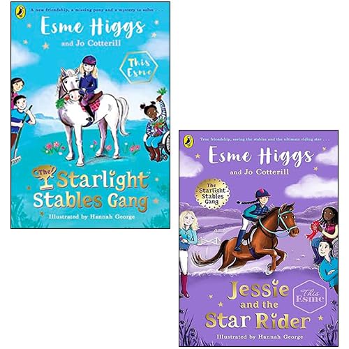 Two paperback books from The Starlight Stables Gang collection by Esme Higgs, featuring colorful covers and engaging illustrations.