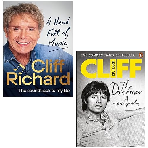 Cliff Richard 2 book collection set in paperback by Ebury Spotlight Ltd, featuring non-fiction titles on a wooden surface.