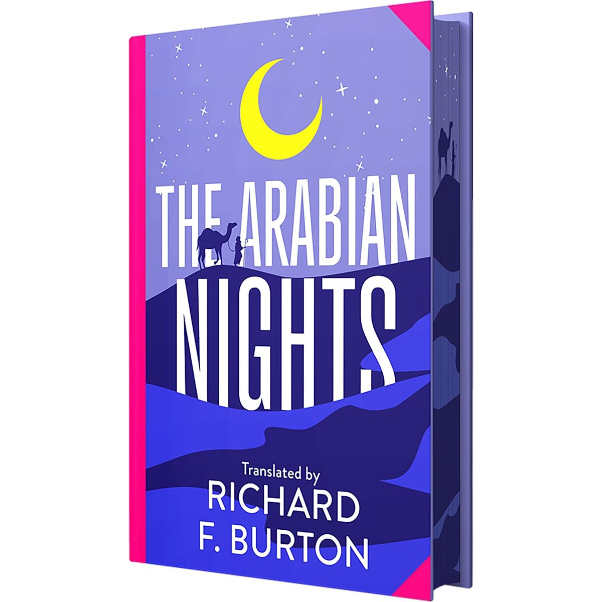 Hardback edition of "Arabian Nights" by Richard F. Burton, featuring intricate cover design and classic fiction styling.