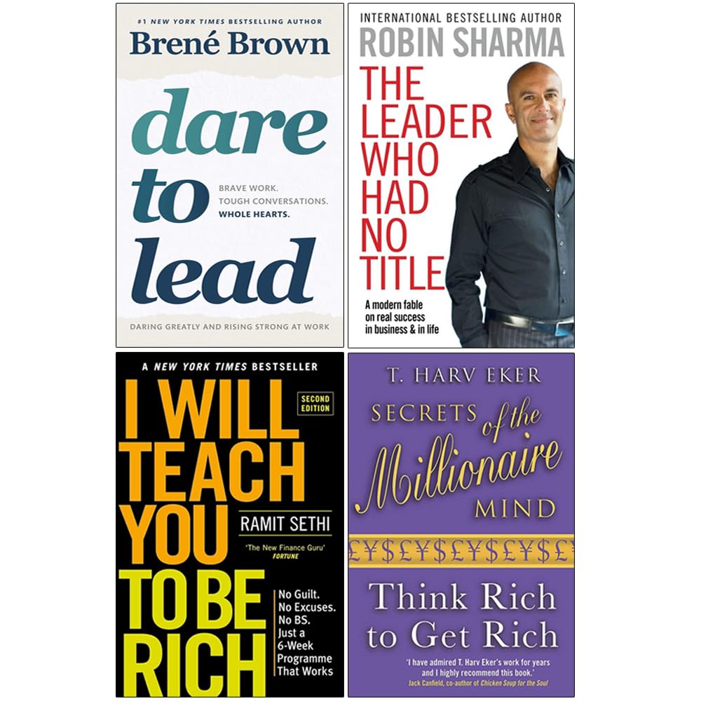 Four paperback books from the Mindset collection by Various Authors, featuring titles from Brené Brown and others.