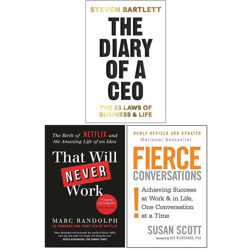Three paperback books from the CEO Set by Steven Bartlett, showcasing various authors in non-fiction.