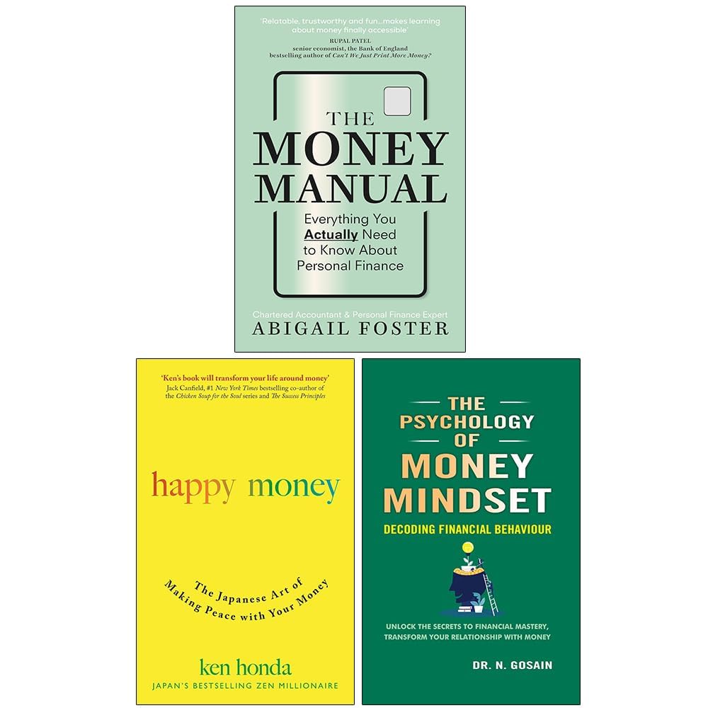 Three paperback books from the Money Mindset collection by various authors, featuring covers and titles displayed.