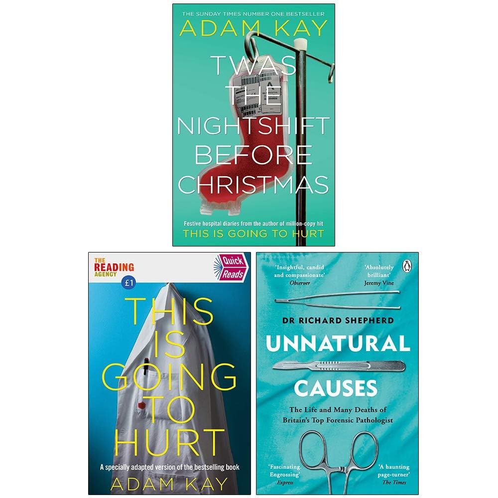 Three paperback books from the Kay Set by Adam Kay, showcasing engaging non-fiction covers by Picador/Penguin Ltd.