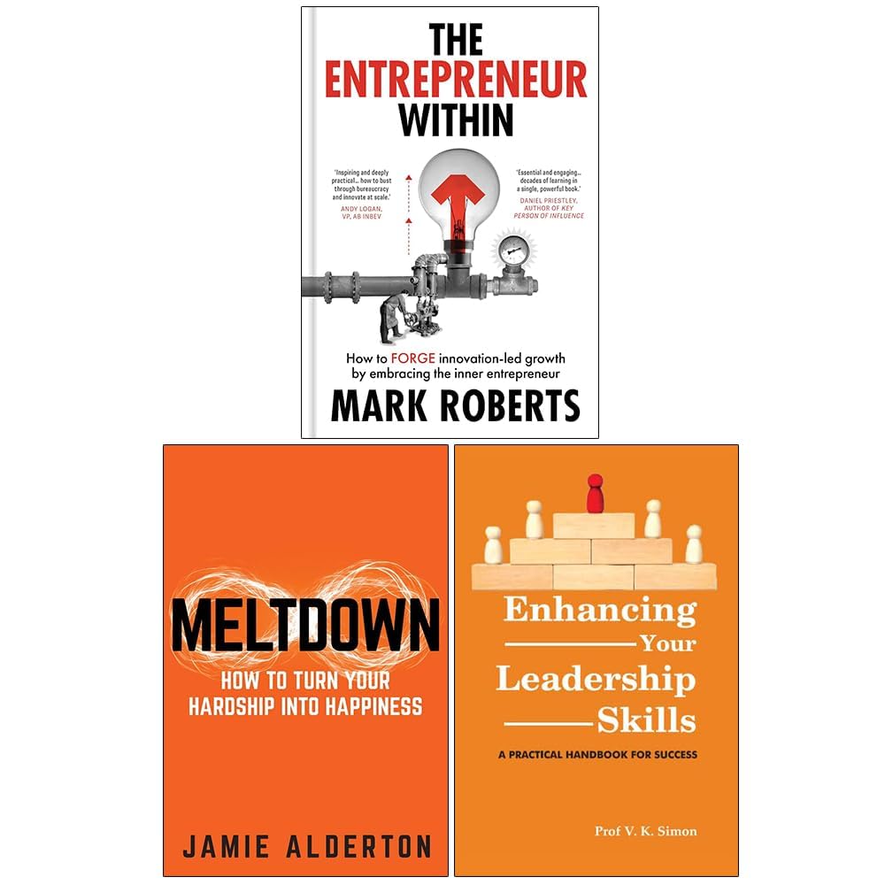 Business Leadership Collection by Various Authors featuring three paperback books on a table with a minimalist background.