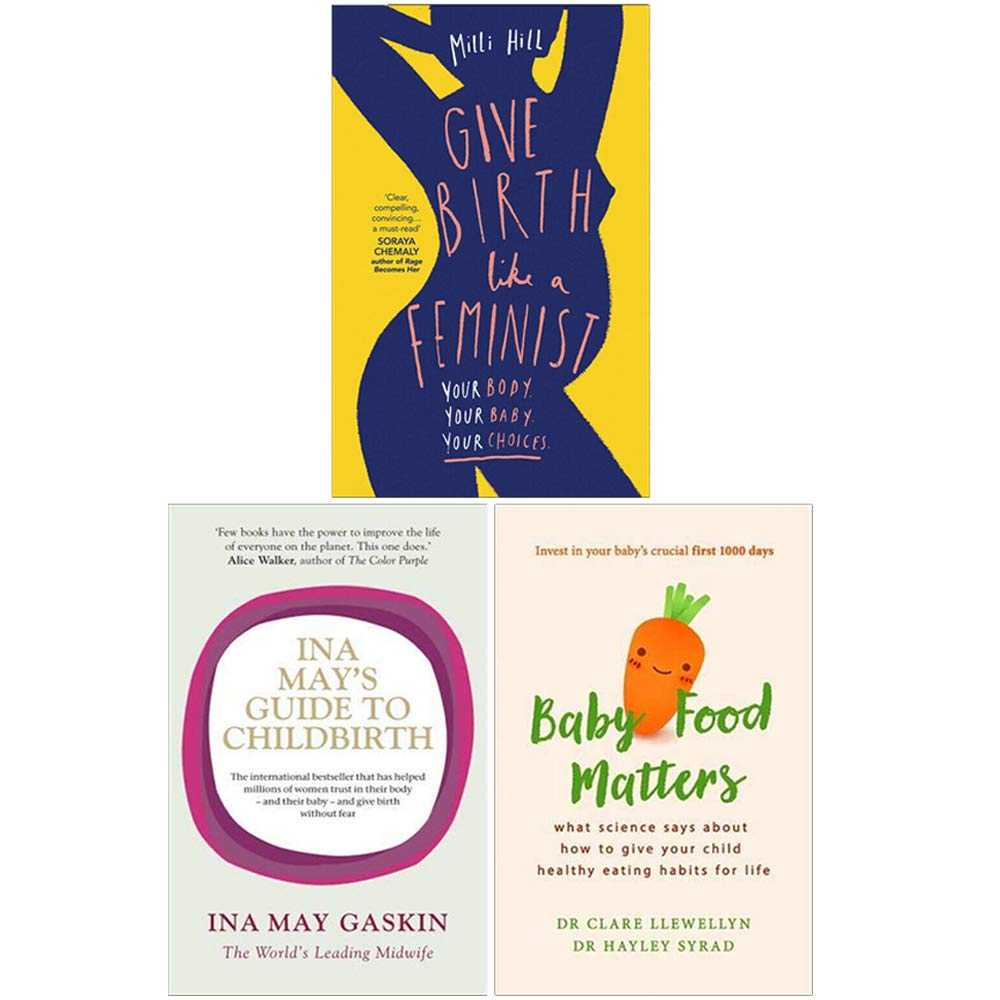Three paperback books from the Birth Reads collection by Milli Hill, featuring non-fiction topics on childbirth.