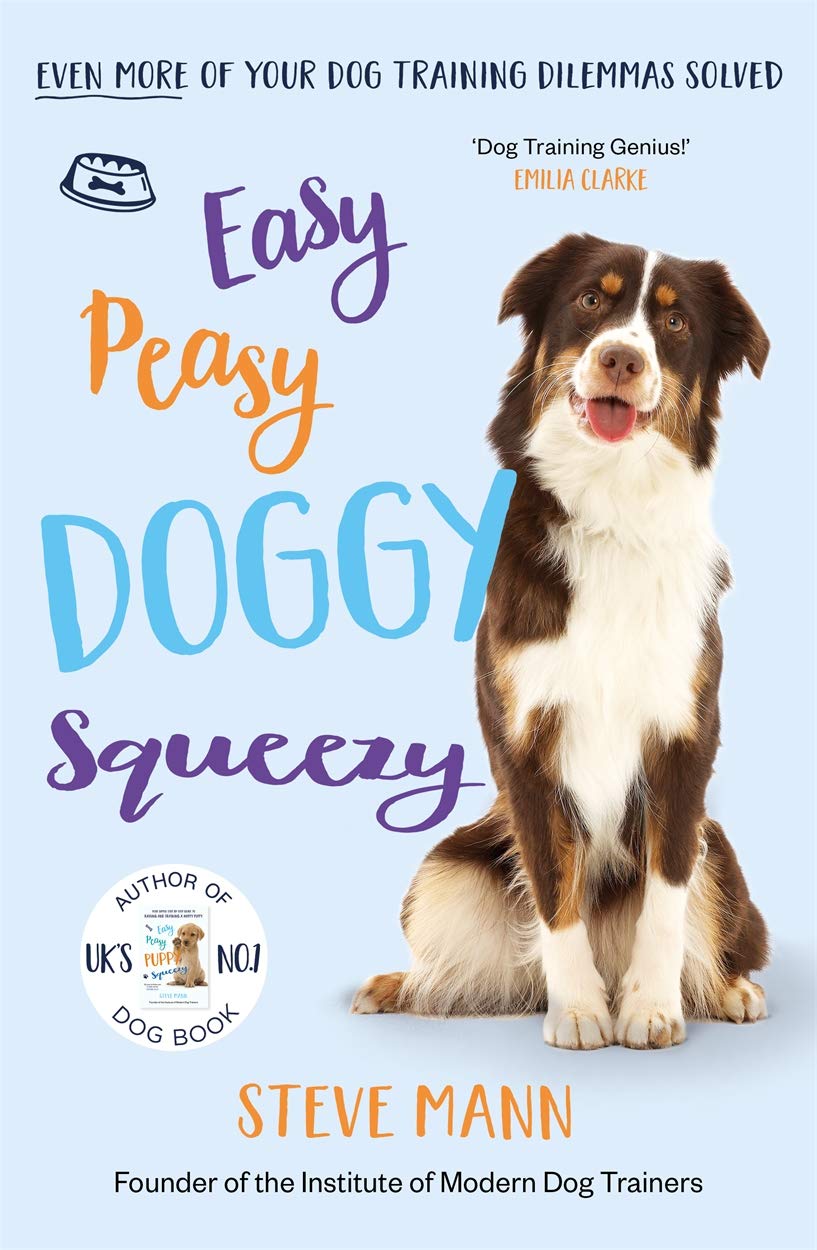 Easy Peasy Doggy Squeezy paperback by Steve Mann, featuring a colorful cover with a playful dog illustration.