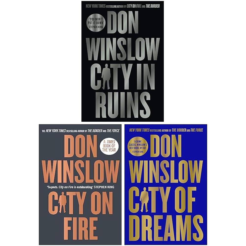 Set of three paperback fiction books by Don Winslow in the Danny Ryan Trilogy collection, featuring cover art and titles.