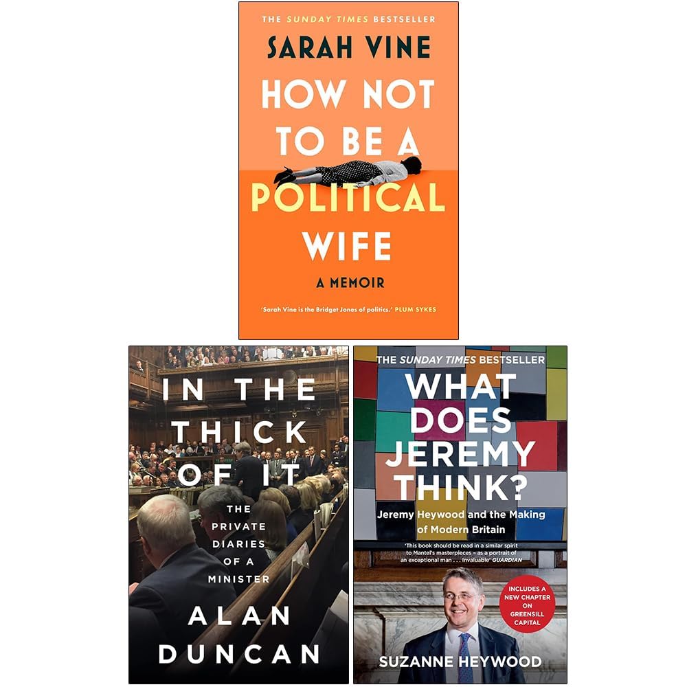 Three paperback books from Sarah Vine's "How Not to Be a Political Wife" collection set on a neutral background.