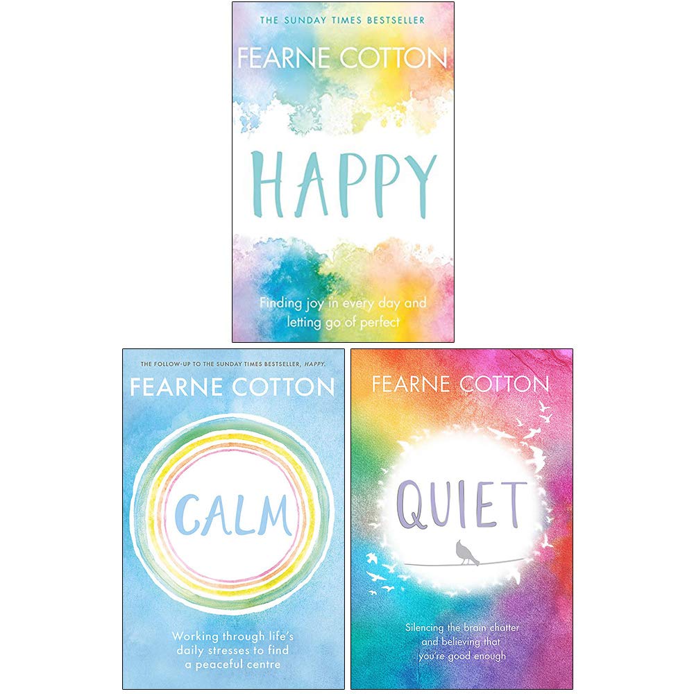 Fearne Cotton 3 Books Collection Set in paperback, featuring non-fiction titles displayed together on a wooden surface.