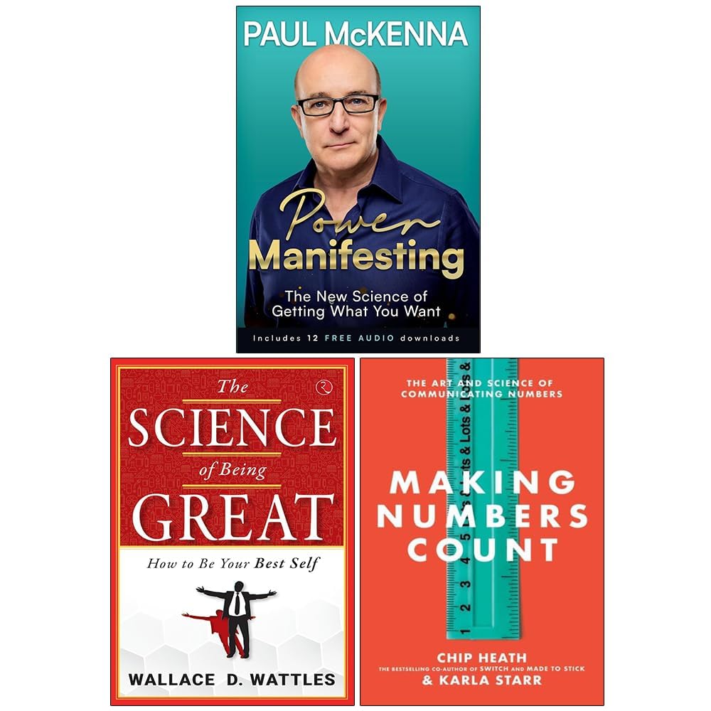 Three paperback books on manifesting by various authors in a collection set, featuring titles from Paul McKenna.