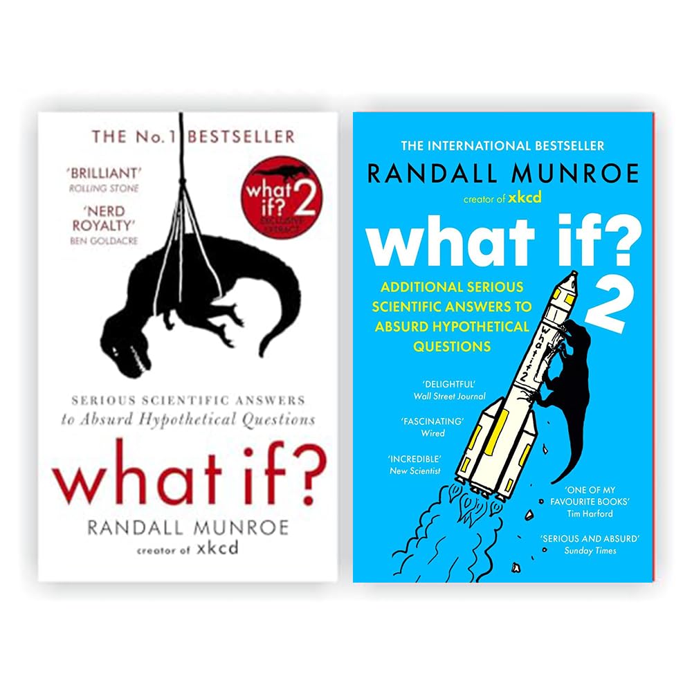 Two paperback books from Randall Munroe's "What If?" collection, featuring engaging non-fiction content.