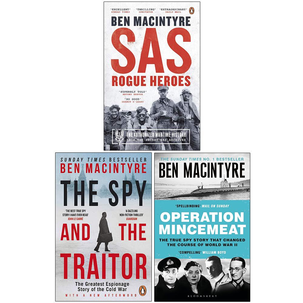 Ben Macintyre 3 Books Collection Set in paperback, showcasing the covers of each non-fiction title.