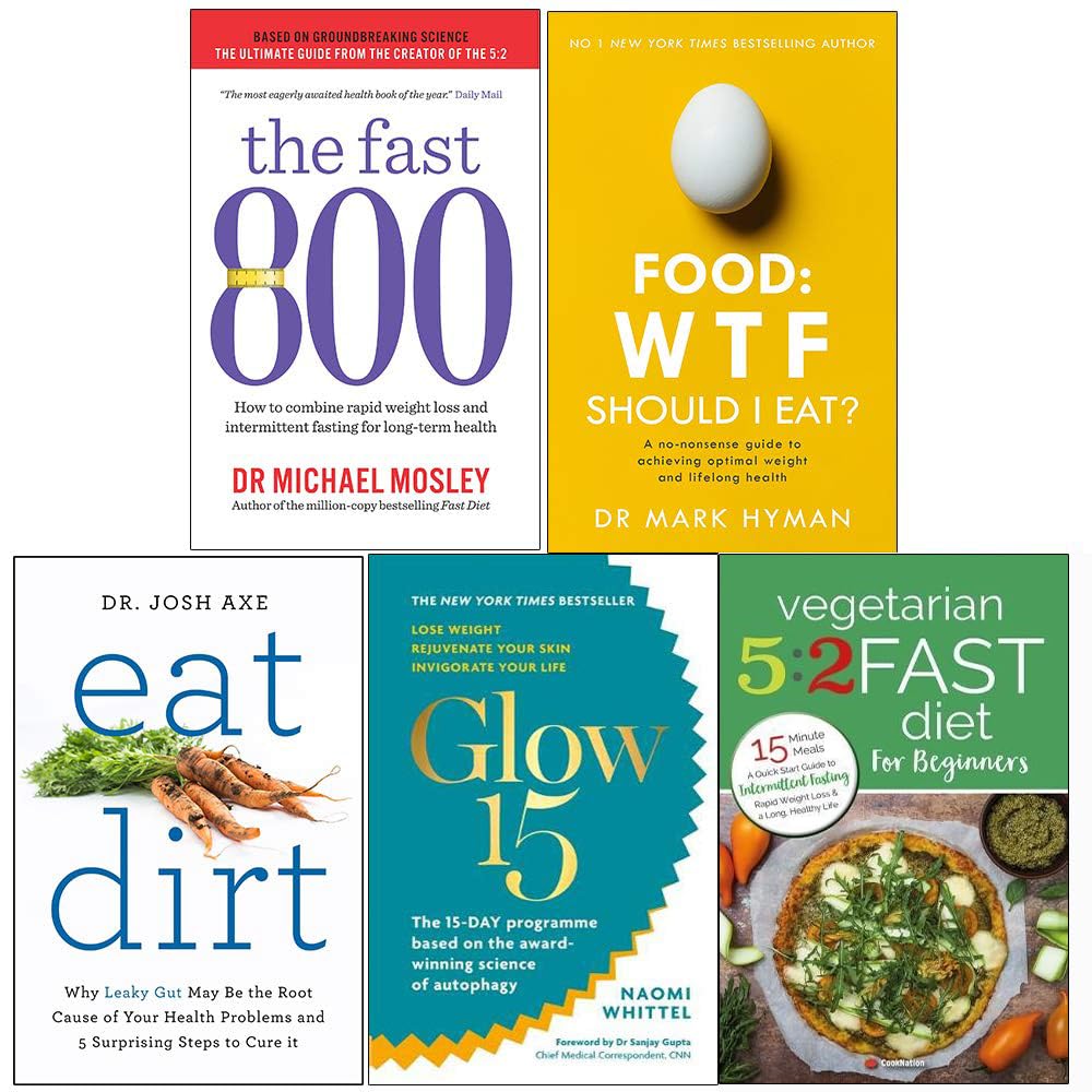 Fast Diet 5 Books Collection Set by Various Authors in paperback, featuring covers of non-fiction titles on dieting and health.