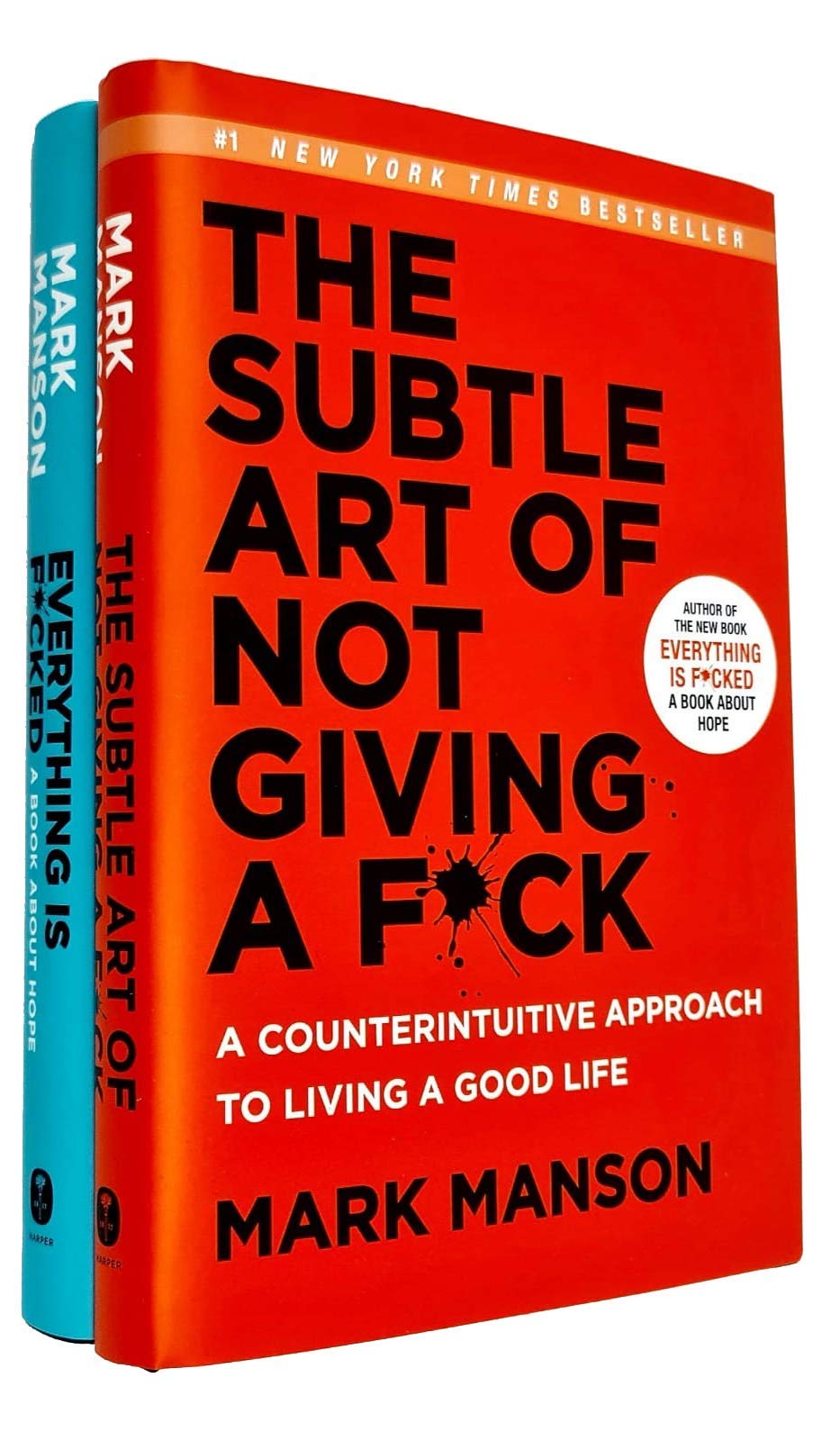 Mark Manson Collection set of 2 hardback non-fiction books by Mark Manson, featuring engaging cover designs.
