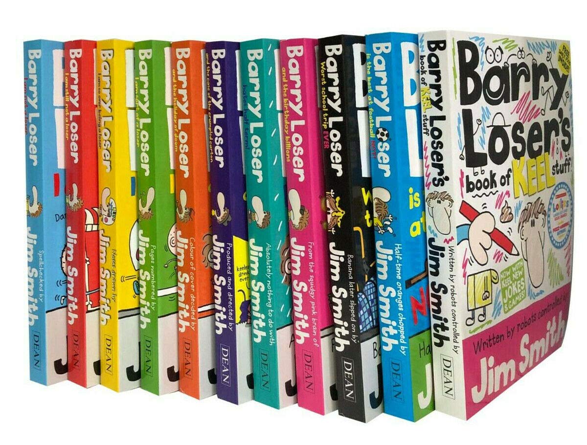 Barry Loser 11 book collection by Jim Smith, featuring colorful paperback covers for ages 7-12.
