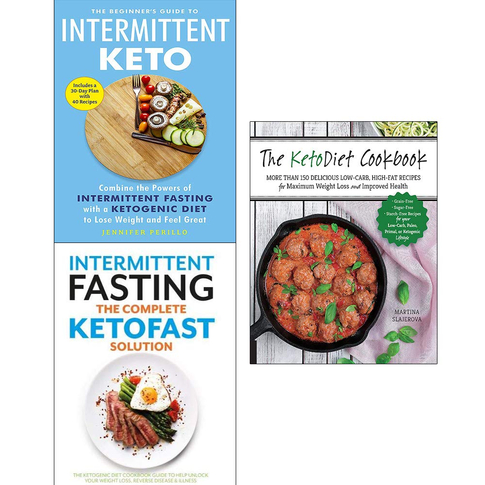 Ketofast Set of 3 Non-Fiction Paperback Books by Martina Šlajerová on a wooden surface with a cozy backdrop.
