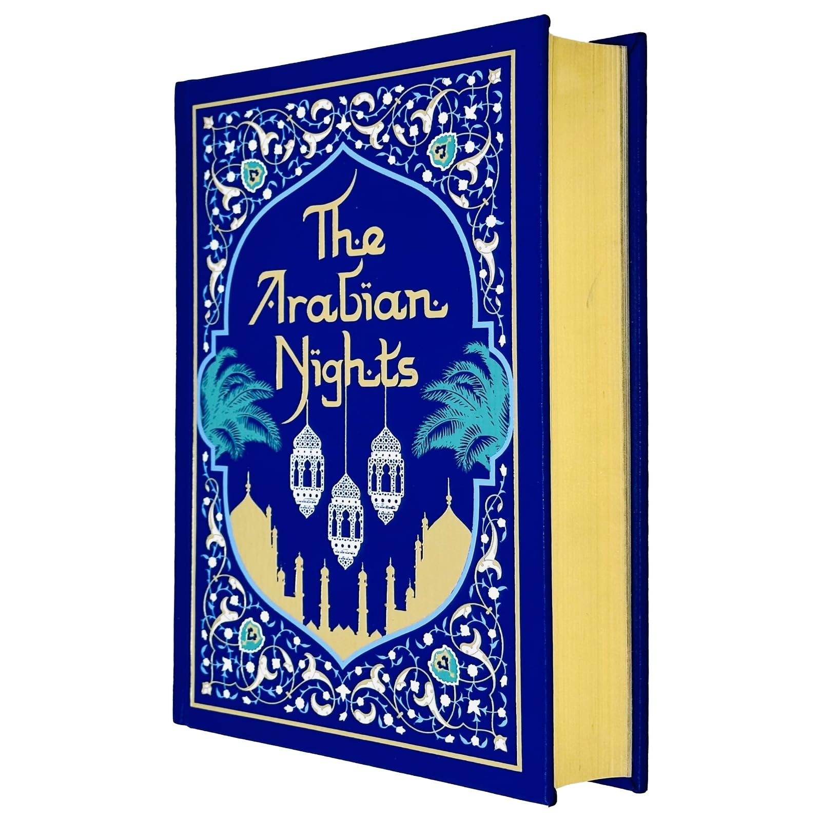 Hardback edition of "The Arabian Nights" by Richard Francis Burton, featuring intricate cover design and classic fiction style.
