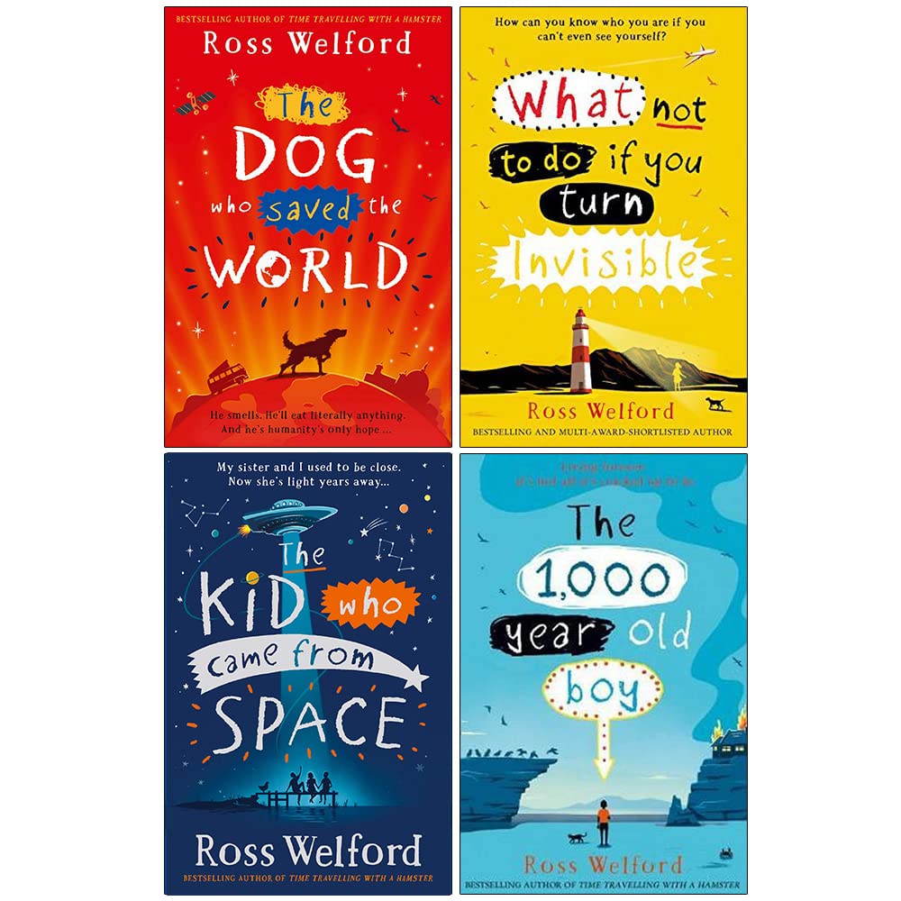 Ross Welford 4 Books Collection Set in paperback for ages 9-12, featuring colorful covers and engaging illustrations.