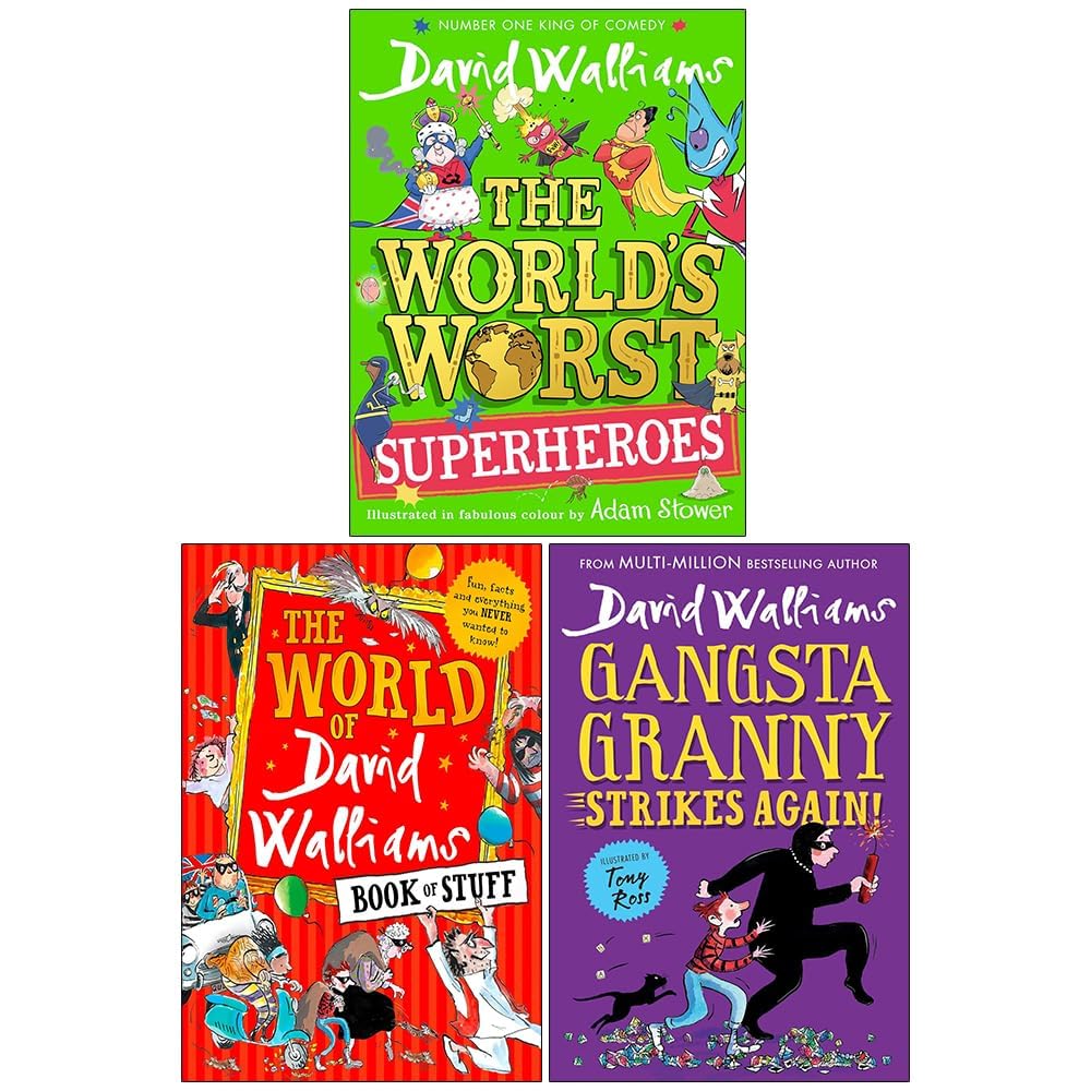David Walliams 3 books collection set in paperback featuring vibrant covers and engaging illustrations for children.