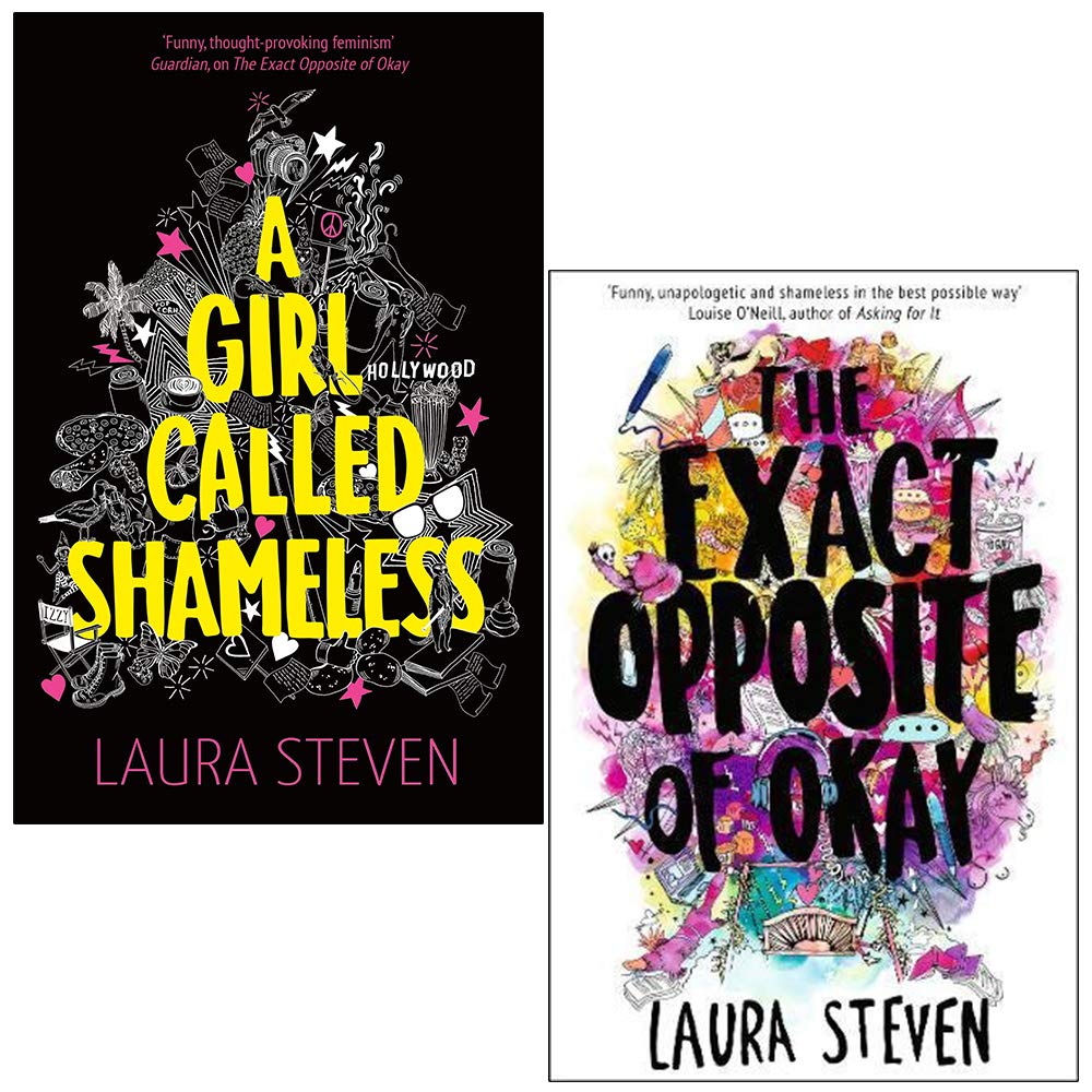 Laura Steven Collection set of 2 young adult paperback books by Laura Steven on a wooden table.