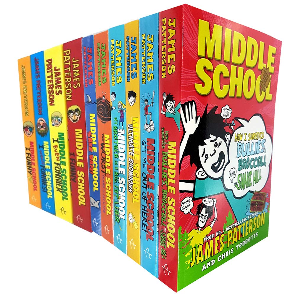 James Patterson's Middle School 10-book paperback collection featuring young fiction stories.