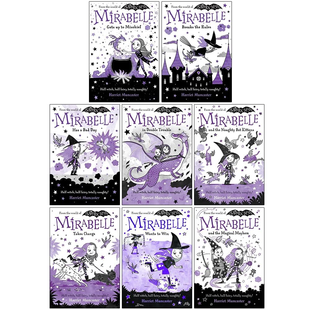 Set of 8 Harriet Muncaster Mirabelle Collection paperback books for ages 5-7, featuring colorful illustrated covers.