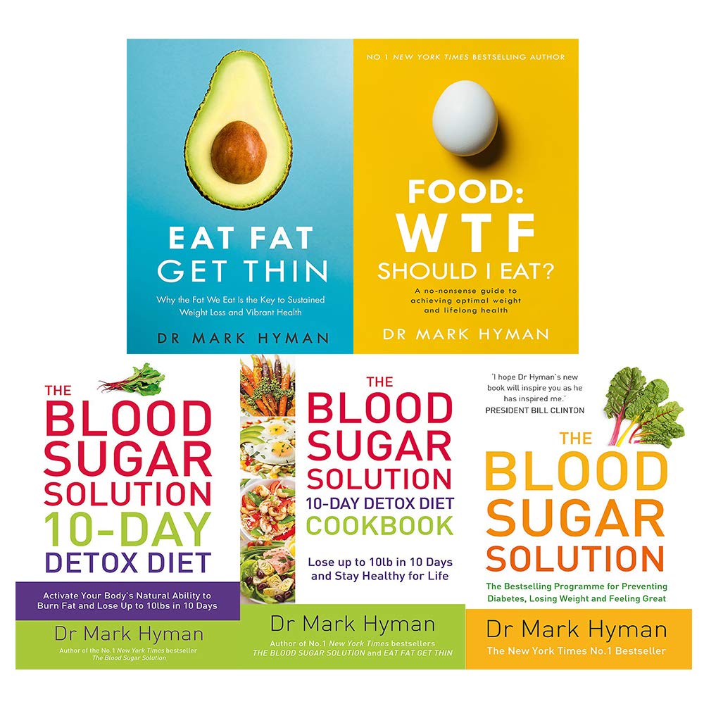 Mark Hyman's Blood Sugar Solution 5 Books Collection Set in paperback, featuring a vibrant cover design.