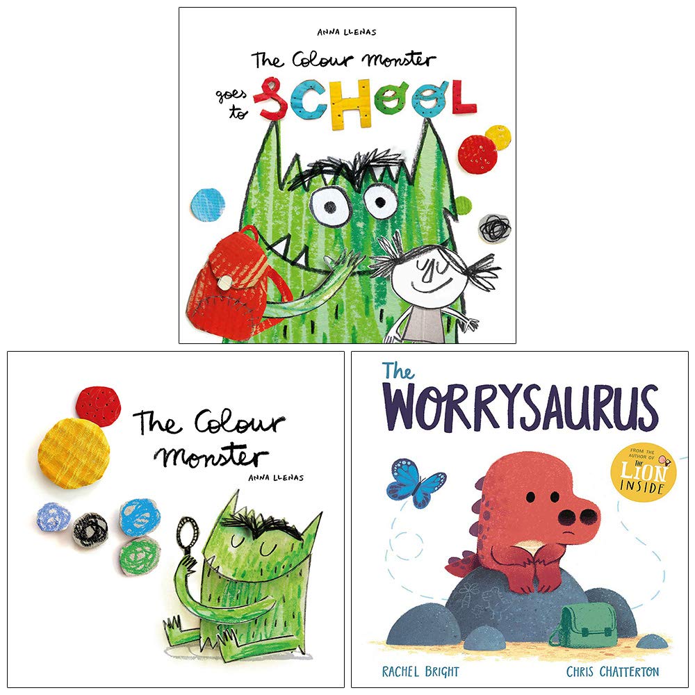 Colour Monster Set by Anna Llenas, featuring three paperback books for ages 3-7, showcasing colorful illustrations.