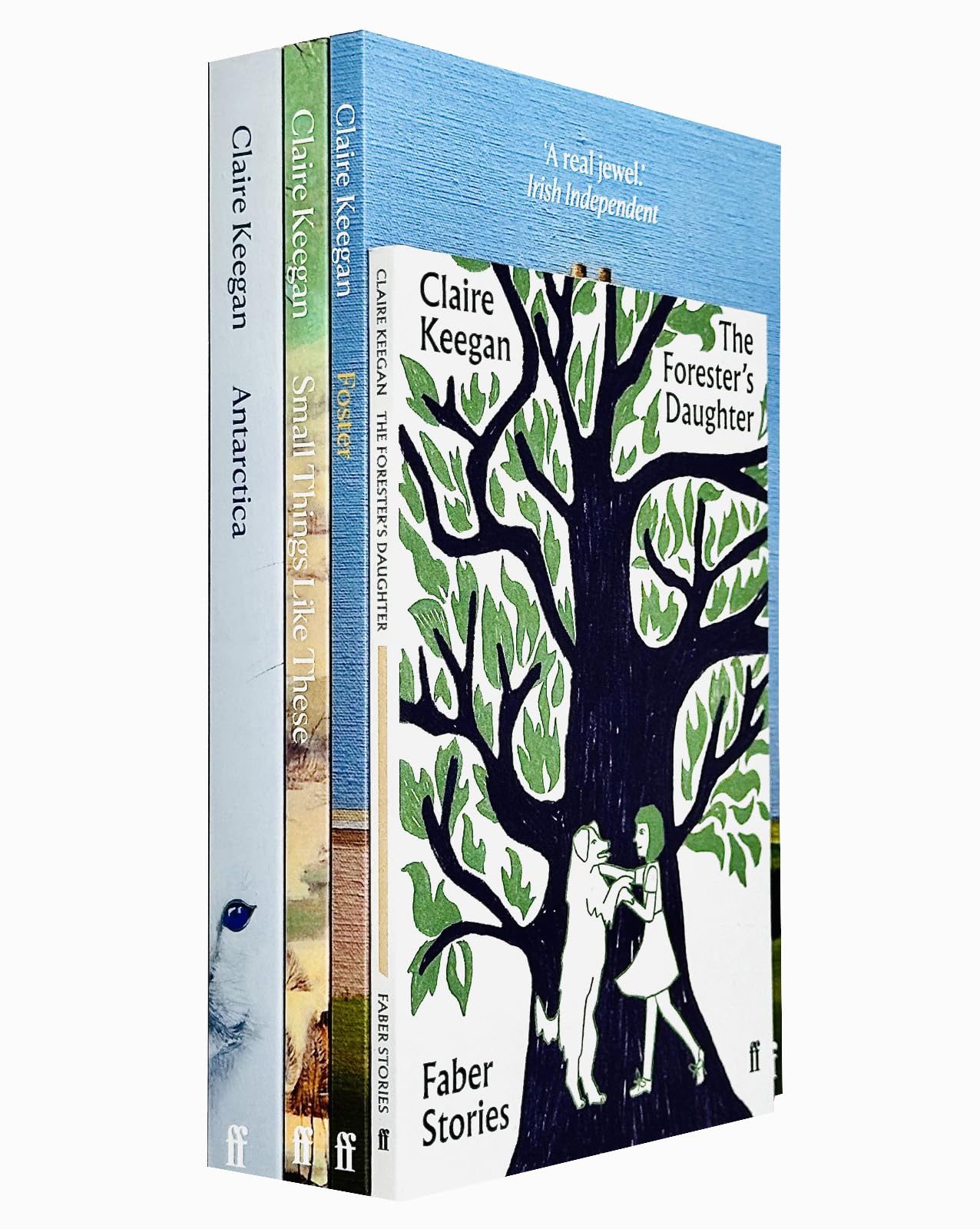 Four paperback fiction books from the Claire Keegan Collection by Faber & Faber Ltd, featuring titles by the author.