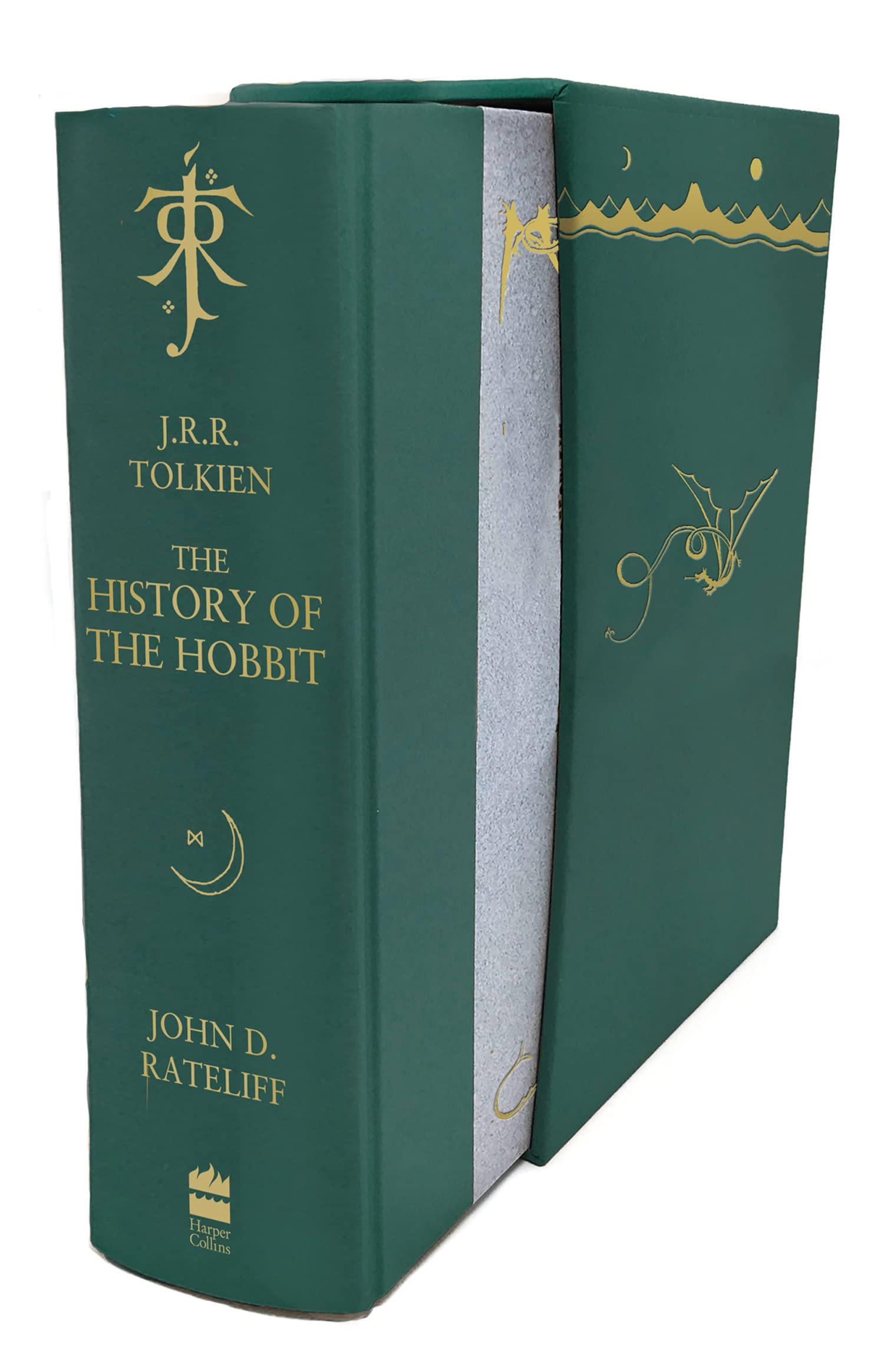 Hardback copy of "The History of the Hobbit" by John D. Rateliff, featuring detailed cover art and spine design.