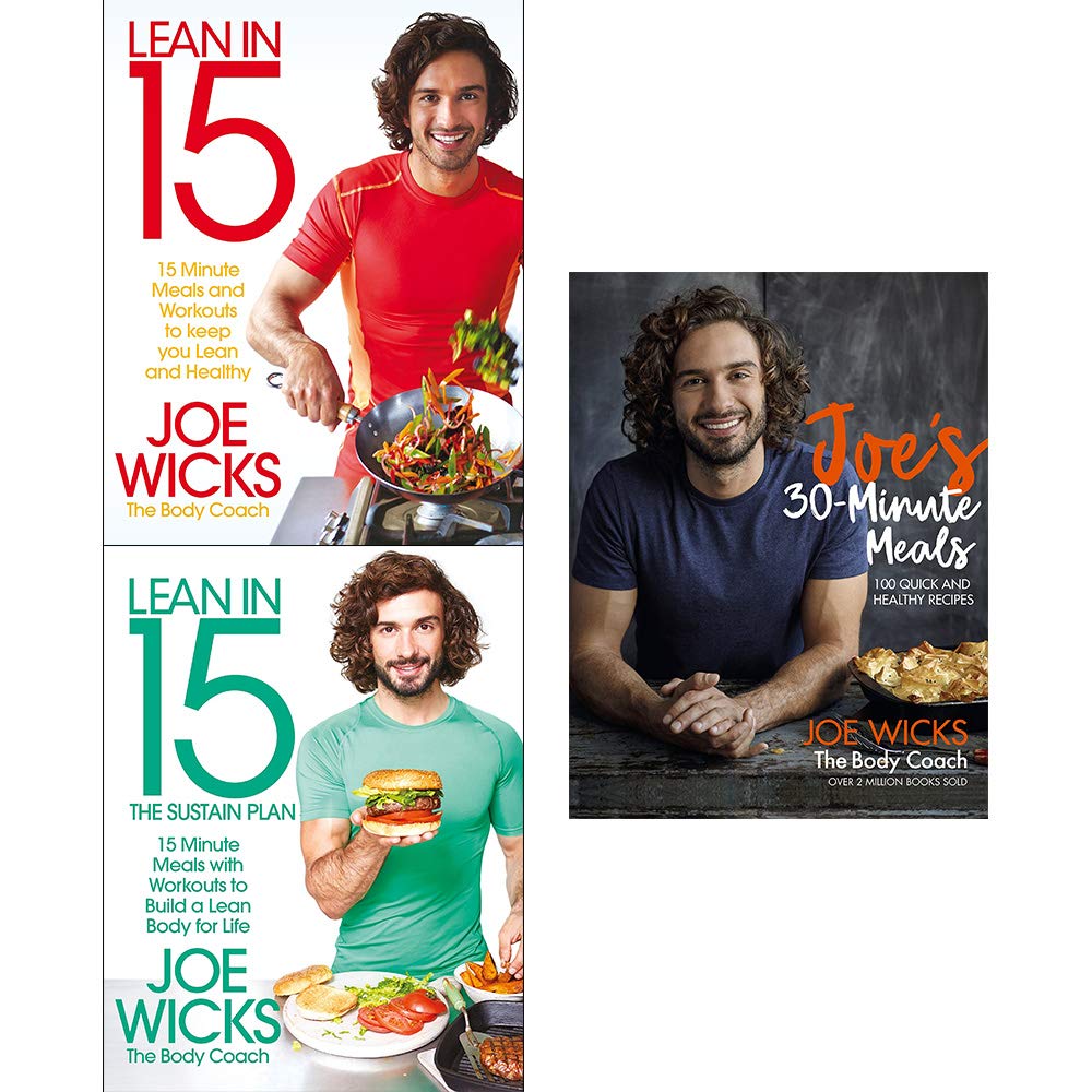 Joe Wicks Collection set of 3 hardback non-fiction books with colorful covers by Joe Wicks on a white background.