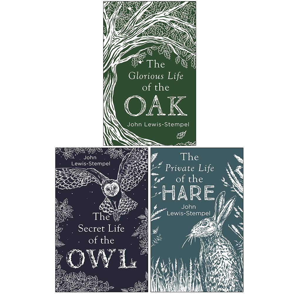 John Lewis-Stempel 3 Books Collection Set, hardback non-fiction titles displayed together on a wooden surface.