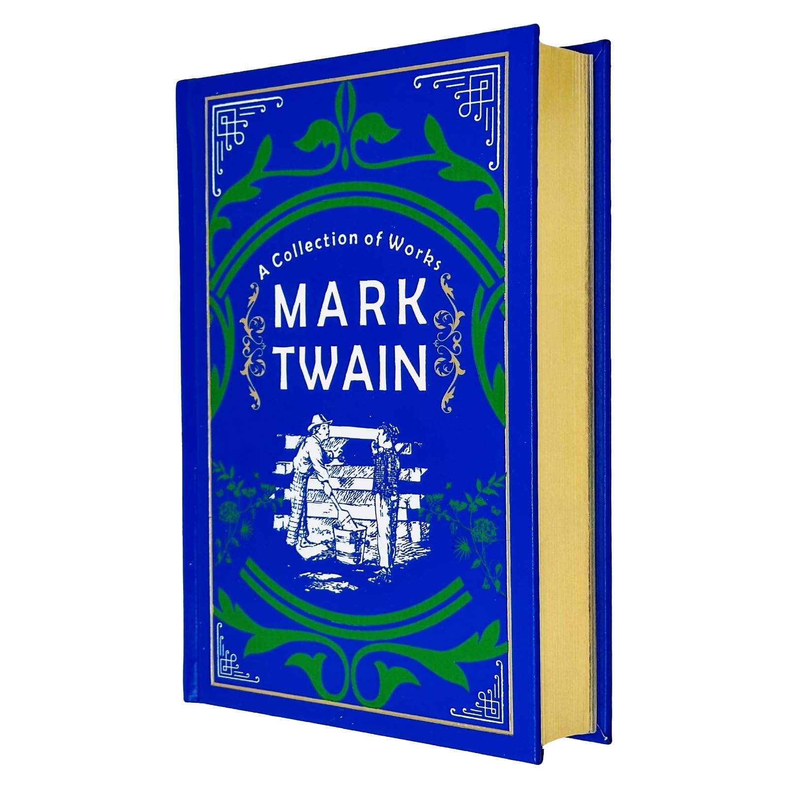 Mark Twain 4 Books Collection Set in hardback, featuring classic fiction by Mark Twain, displayed on a wooden surface.