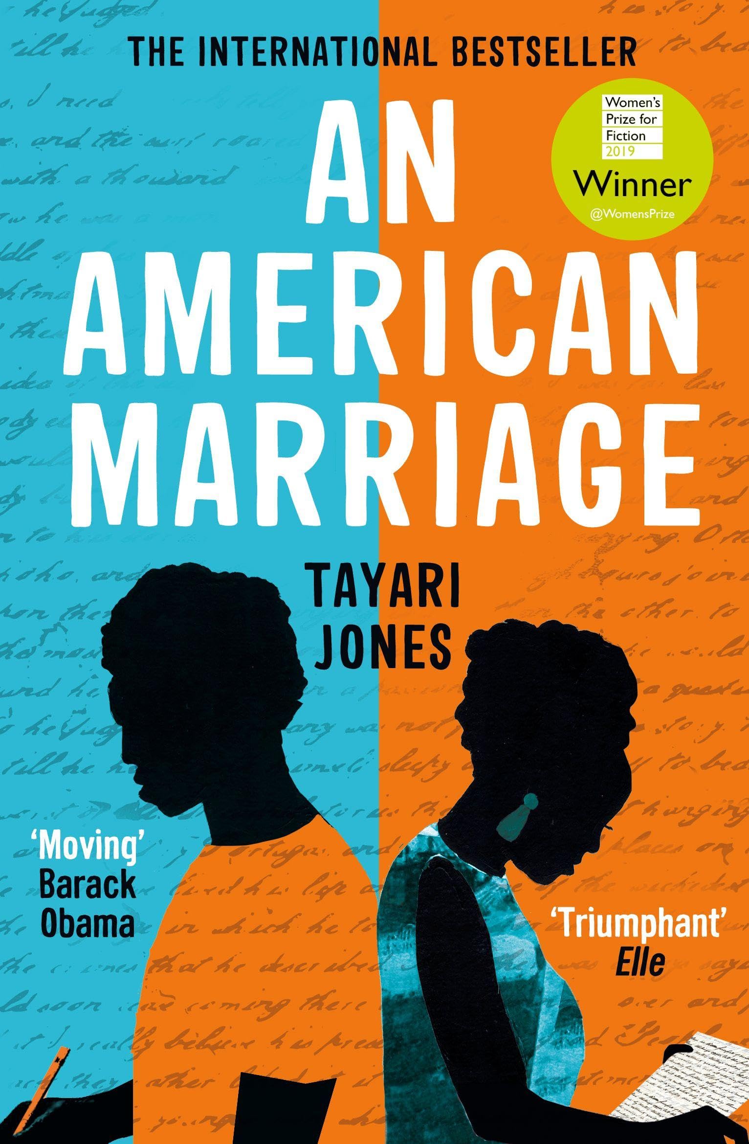 Paperback edition of "An American Marriage" by Tayari Jones, featuring a colorful cover design and book title prominently displayed.