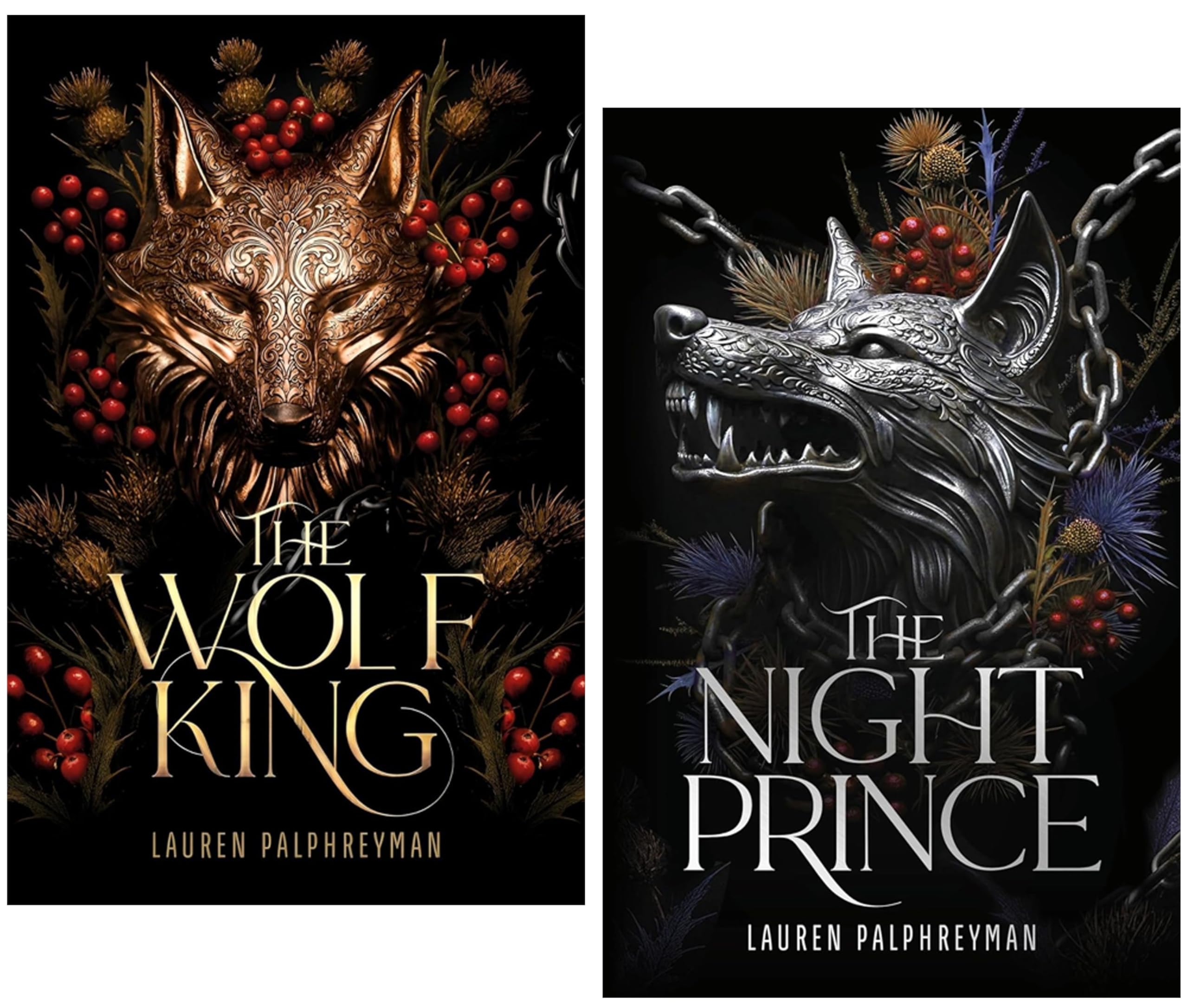 Two hardcover Wolf King Series books by Lauren Palphreyman, featuring detailed fantasy cover art, published by Penguin UK.