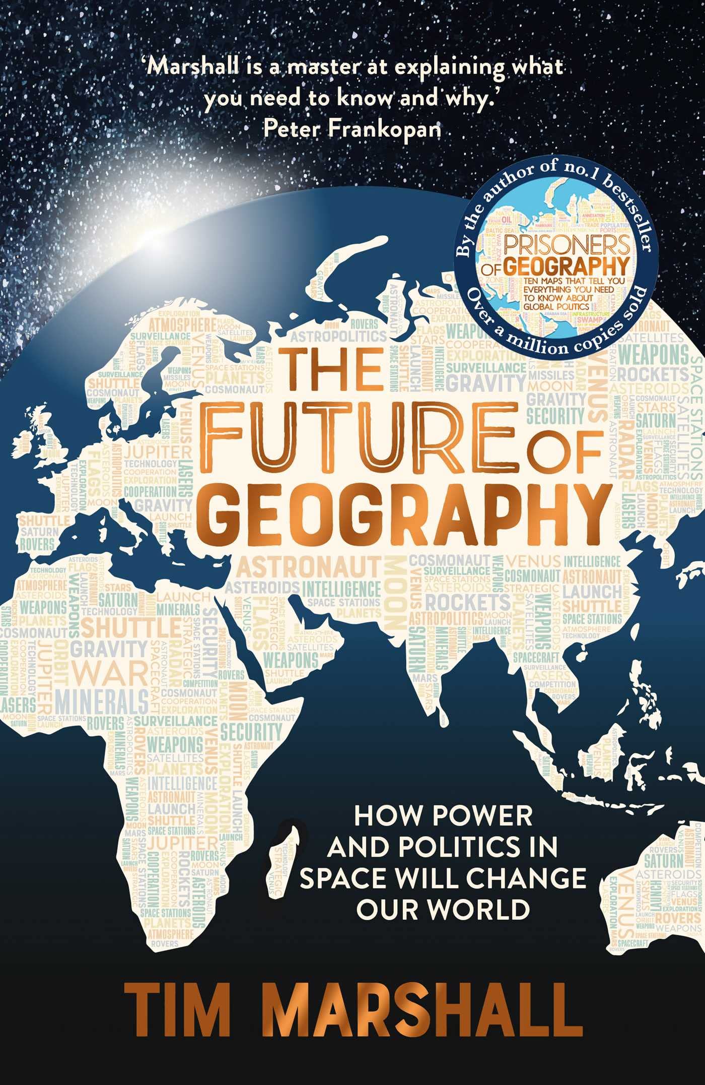 Hardback edition of "Future of Geography" by Tim Marshall, showcasing the cover design and author's name.