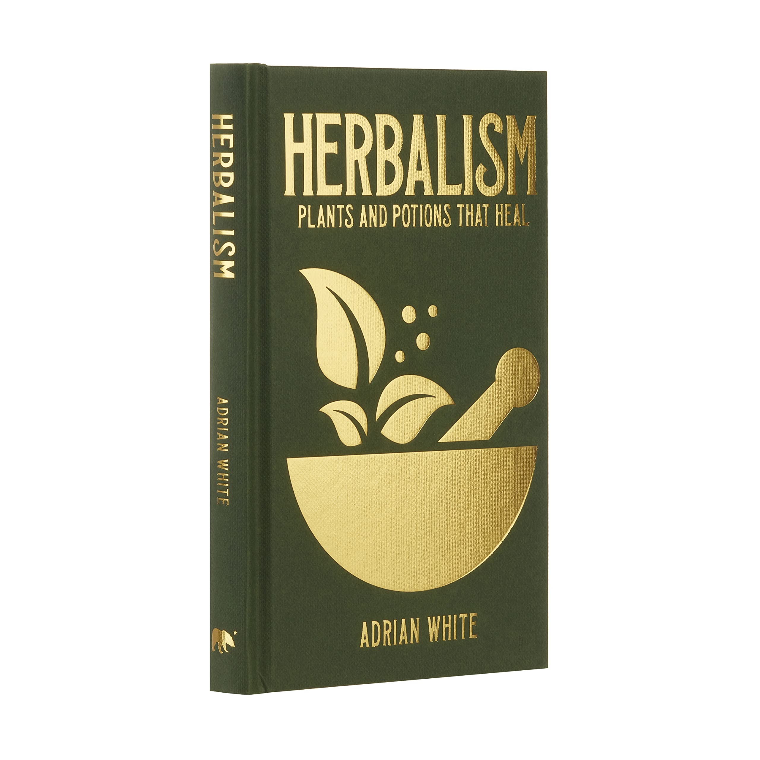 Hardback book "Herbalism: Plants and Potions That Heal" by Adrian White, showcasing its cover design and title.