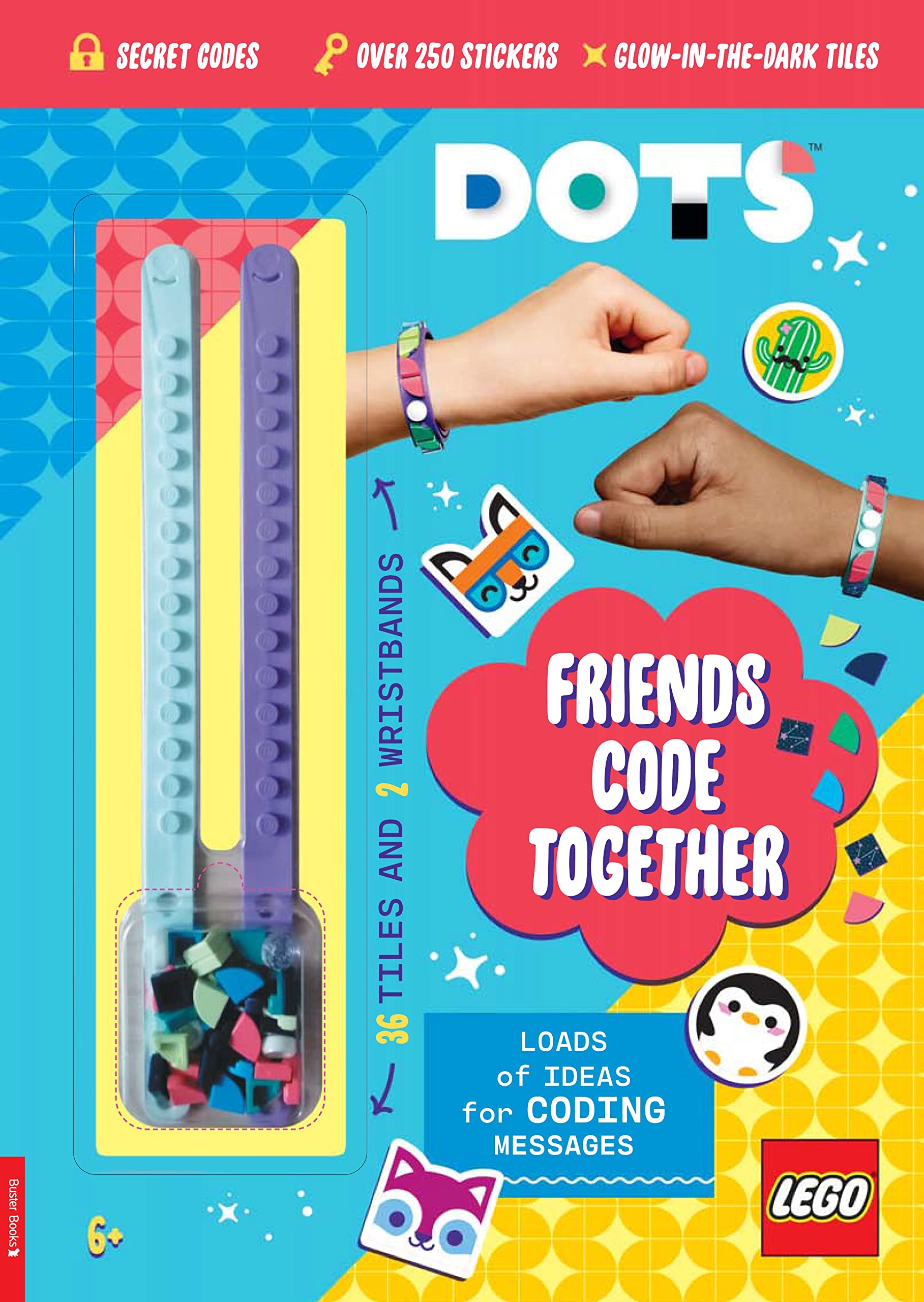 LEGO DOTS Friends Code Together paperback book by Skymart Books for ages 6-9, featuring colorful illustrations and coding activities.