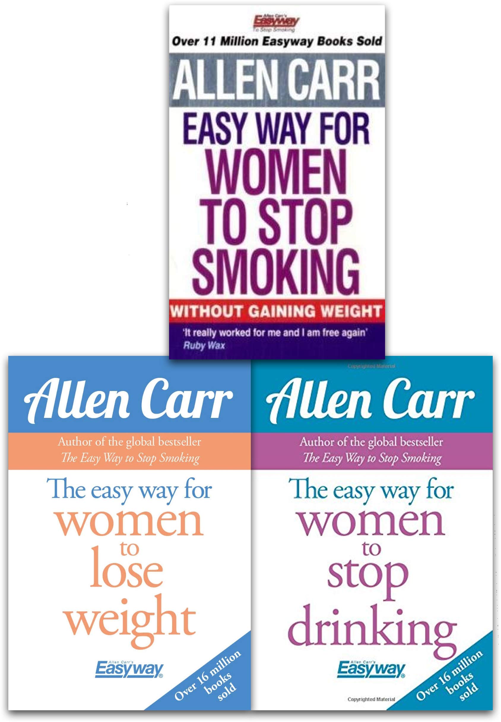 Allen Carr 3 Books Collection Set in paperback, featuring non-fiction titles by Allen Carr, displayed on a white background.