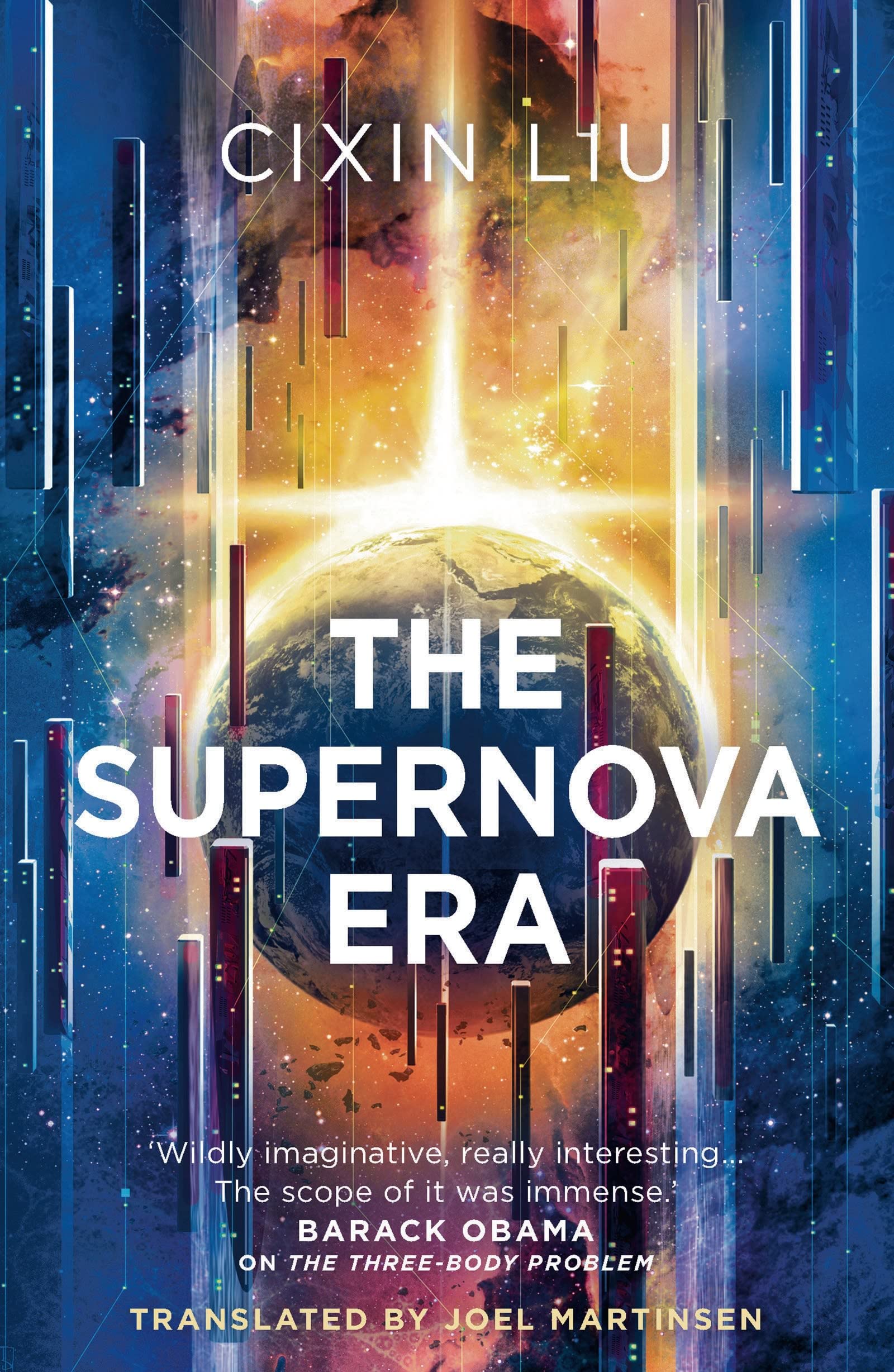 Paperback edition of "The Supernova Era" by Liu Cixin, featuring a space-themed cover and vibrant colors.