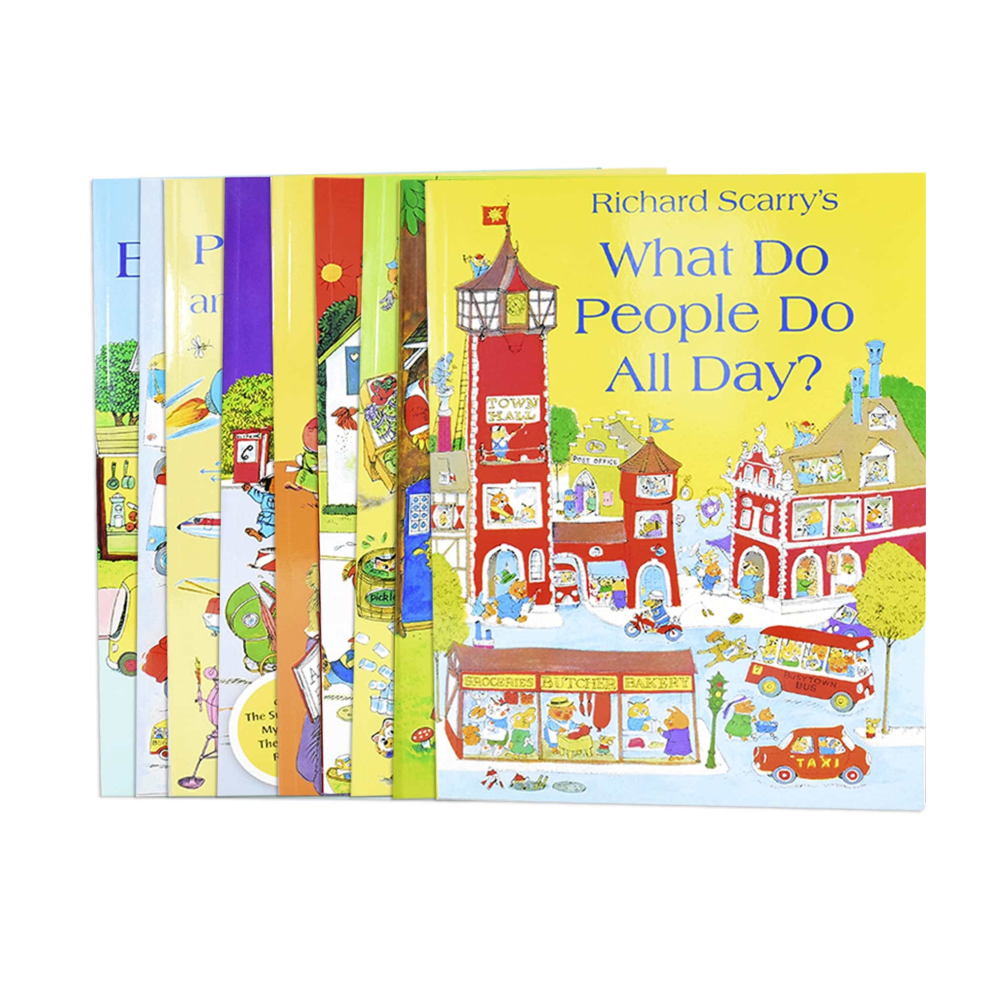 Richard Scarry's Best Collection Ever 10-book set for ages 3-7, paperback edition, featuring colorful illustrations from Skymart Books.
