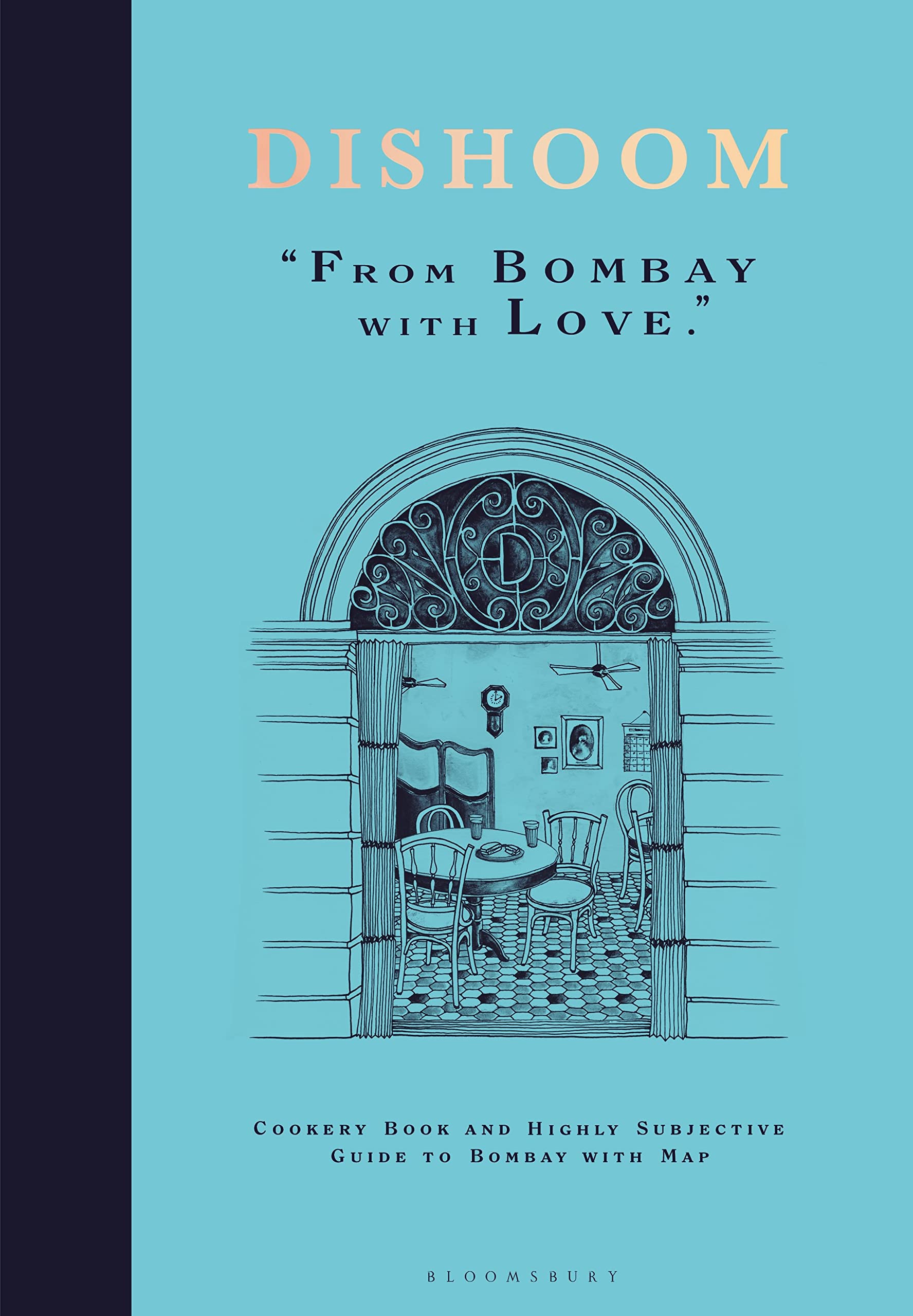 Hardback Dishoom Cookbook by Shamil Thakrar featuring vibrant Indian recipes and colorful food photography.