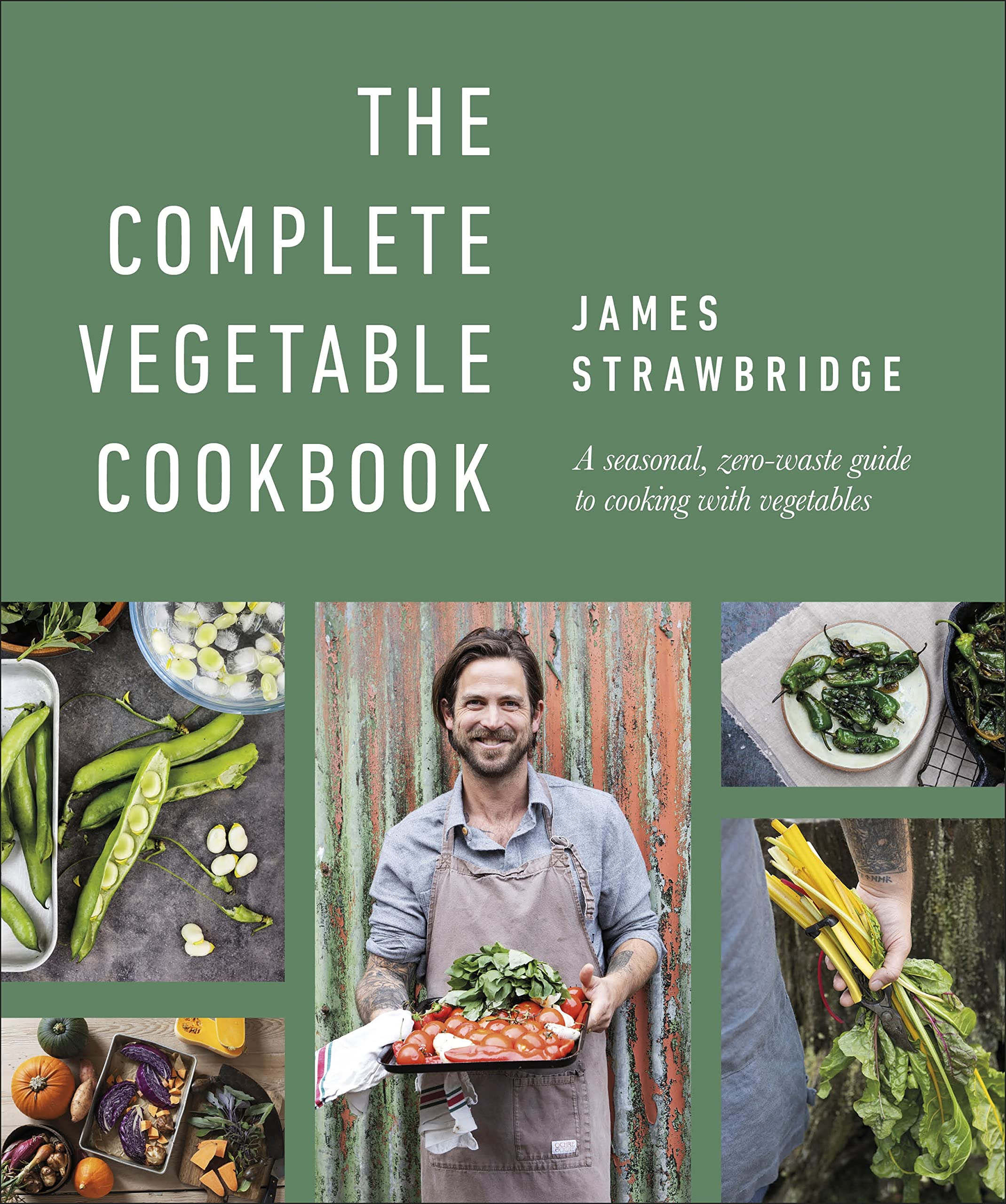 Hardback edition of The Complete Vegetable Cookbook by James Strawbridge, featuring vibrant vegetable recipes and illustrations.