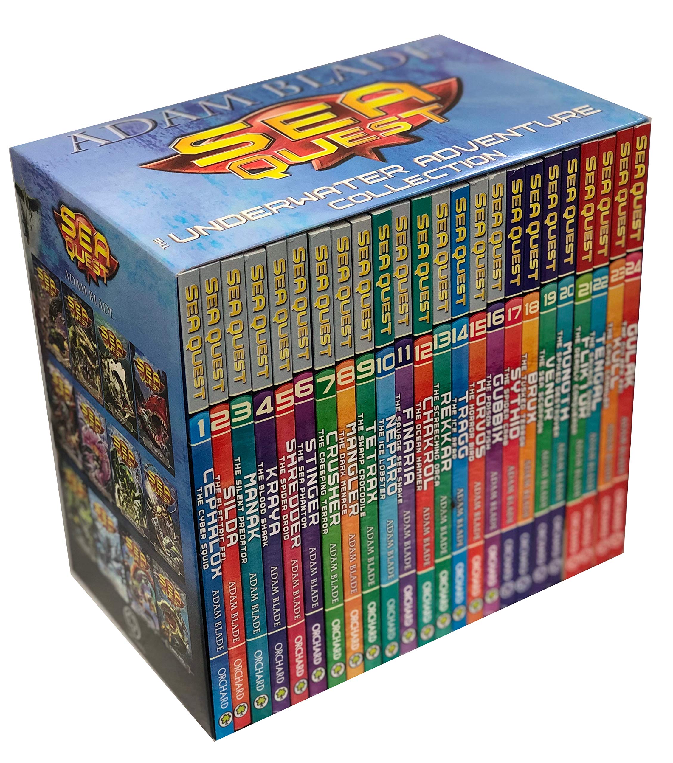 Sea Quest Series by Adam Blade, 24 paperback books in a collection box set displayed with colorful covers.