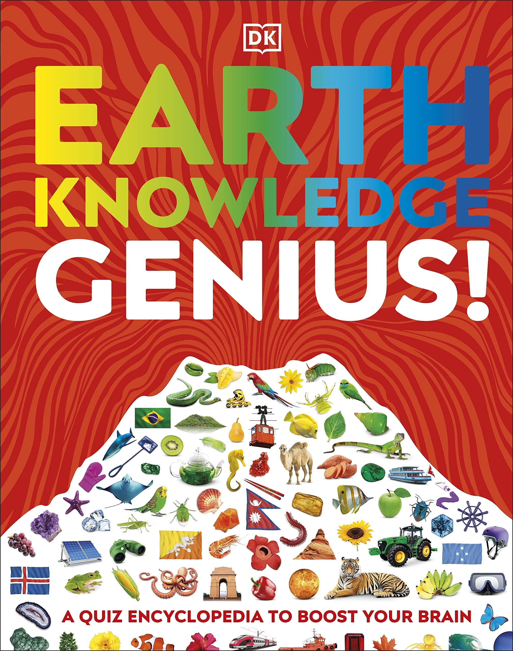 Earth Knowledge Genius Quiz Encyclopedia paperback by D.K. Publishing, showcasing colorful cover and engaging quiz content.